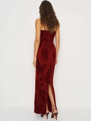 Reformation Frankie Scarlet Slip Maxi Dress Floral Velvet Burnout New Size 10 thumbnail 2