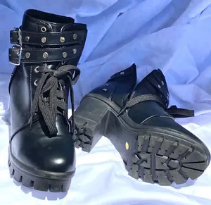 Black Laced up Platform Buckled Boot thumbnail 6