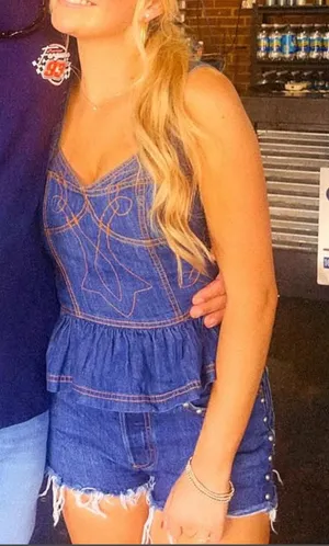 Denim pilcro Anthropologie top thumbnail 1