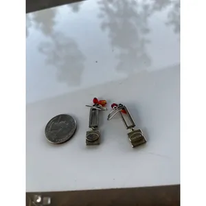 Chico's‎ Earrings Silver Red Geometric Vintage Boho Drop Dangle Jewelry thumbnail 3