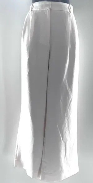 Abercrombie & Fitch Off-White/Cream Curve Love Wide Leg Pleated Front Pants-16 thumbnail 1