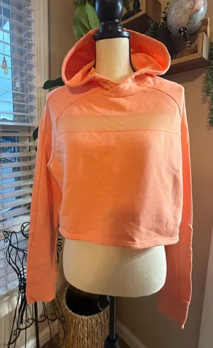 Gymshark Coral Pink Cropped Hoodie thumbnail 1