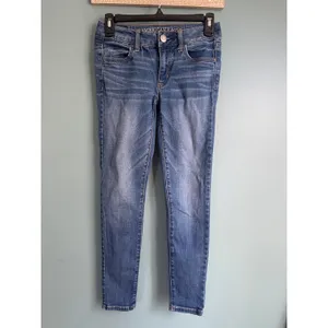 American Eagle Outfitters Dark Wash Dark Blue Denim Jeans Jeggings 0 SHORT thumbnail 2