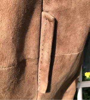 Vintage Suede Double Breasted Coat with Fur Collar M/L thumbnail 10