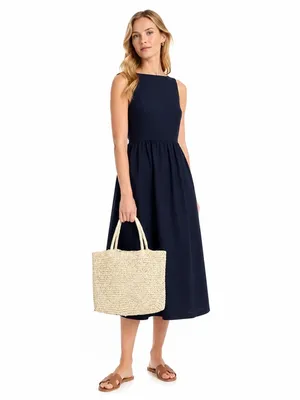 J.Crew Paper Raffia Woven Tote Bag Natural Beige Large Beach Shopper thumbnail 3
