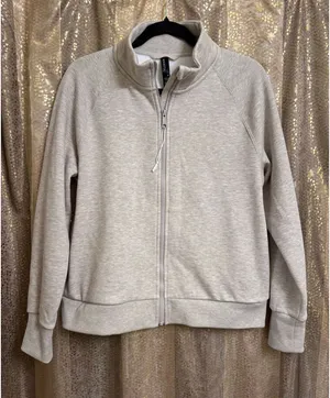 Mondetta Full Zip Fleece Heathered Oat Beige Sweater Medium NWOT thumbnail 1