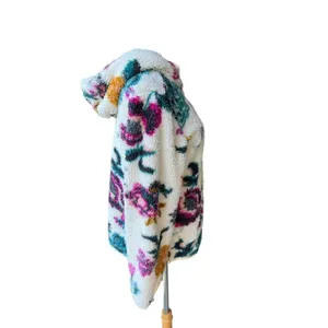 ANTHROPOLOGIE Rosemarie Hooded Sherpa Jacket Teddy Sweater Floral XS thumbnail 6