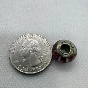 Pandora ALE 925 Sterling Silver Red White Stripe Murano Glass Charm 2.23g thumbnail 7