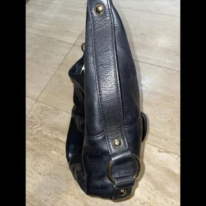 Michael Kors Black Leather Shoulder Bag Purse Gold Hardware 15”x11”‎ thumbnail 3