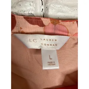 LC Lauren Conrad Floral Mini Dress Womens Large Pink Orange Excellent Ruffle thumbnail 5