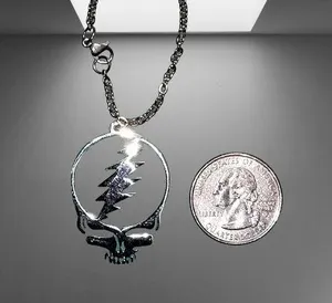 Grateful Dead Memorabilia Silver "Steal Your Face" Nostalgic Collectible Necklace NWOT thumbnail 3