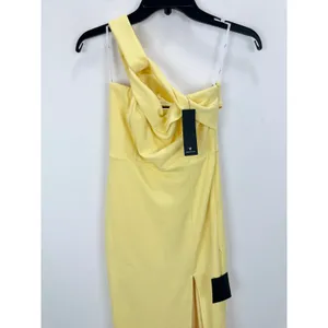 Lulus Twist and Make Up Light Yellow One-Shoulder Bodycon Midi Dress XS NWT thumbnail 6