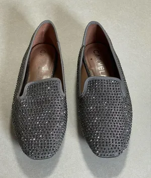 CARVELA Women's Shine Gem-Detail Slip-On Flats Grey & Silver Size 8.5 thumbnail 4