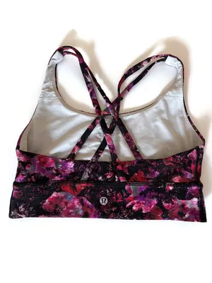 Lululemon purple and pink floral Energy sports bra size 6 thumbnail 4
