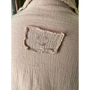 POL Womens Terracotta Gauze Crochet Lace Sleeve Button‎ Down Oversized Shirt Lg thumbnail 4