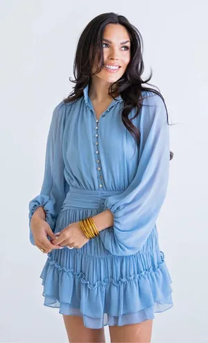 Light Blue Button Down Dress thumbnail 1
