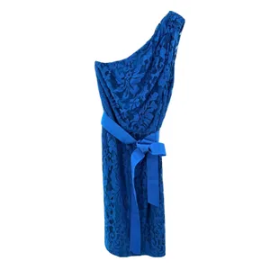 Tadashi Shoji Womens One Shoulder Floral Lace Sheath‎ Dress Teal Blue Size 14 thumbnail 4