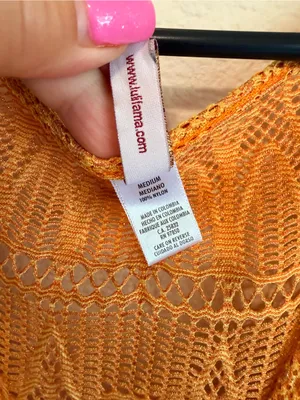 Luli Fama Obsession Cabana kimono sleeves dress, crochet knit, mustard yellow, M thumbnail 8