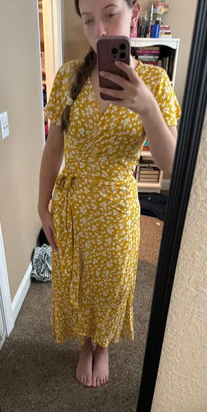 Amazon Yellow Floral Wrap Dress  thumbnail 1