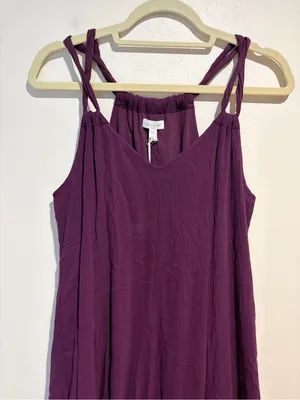NEW Garnet Hill Cotton Gauze Long Maxi Cover-Up Dress Purple Coastal Size Medium thumbnail 5