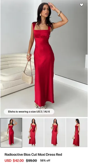 Princess Polly Radioactive Bias Cut Maxi Dress Red thumbnail 2