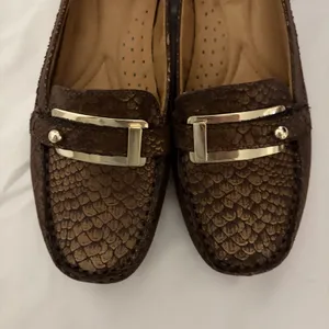 Naturalizer Gisella Loafers 6.5M Brown Metallic Snake Print Buckle Comfort Flats thumbnail 5