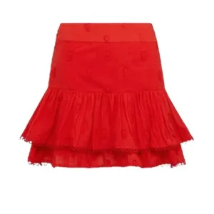NWT Farm Rio Ruffled 3-D Pineapple Mini Skirt Size Medium Warm Red Tropical NEW thumbnail 2