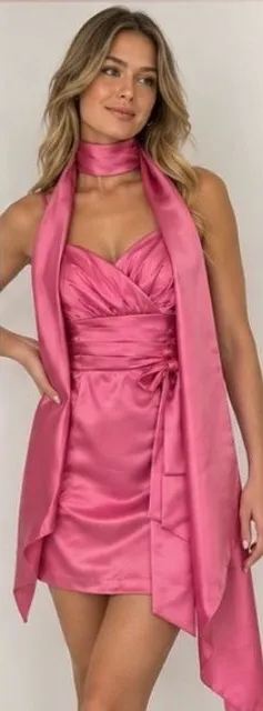 Vintage May Queen‎ Couture Pink Dress With Wrap thumbnail 1