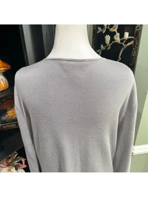 Talbots Light Gray Cotton Rayon Button Cardigan Sweater Size M thumbnail 9