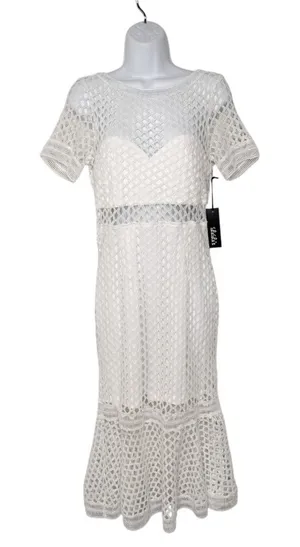 Lulus White Knot Crochet Mermaid Dress Sz M thumbnail 1