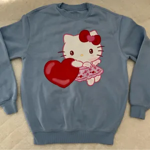 Hello Kitty Light Blue Crew Neck Sweatshirt w/ Red Heart size xxs Sanrio thumbnail 1