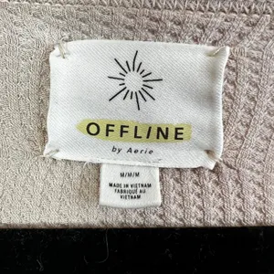 OFFLINE by Aerie Henley Top Size M Beige Waffle Knit Thumbhole‎ Oversized thumbnail 3