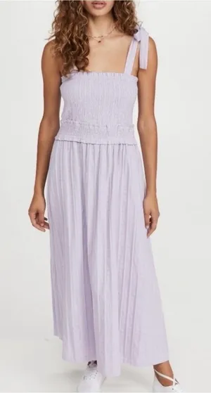 Lost + Wander Angel In Disguise Maxi Dress Lavender Purple Smocked Cotton M thumbnail 1