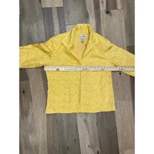 Chico’s Women’s (Size 3) XL Yellow Lightweight Cotton Jacket Gold Embroidered thumbnail 6