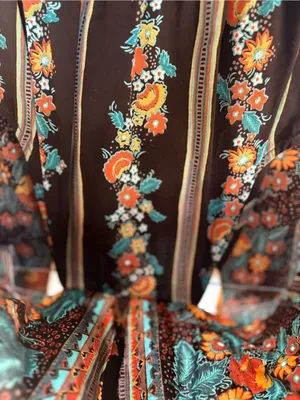 Vintage Handmade 70s Boho Floral Cape Sleeve Smocked Tunic Top thumbnail 3