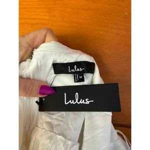 Lulus Tier-ly Delightful White Tie-Strap Tiered Bustier Mini Dress Casual Medium thumbnail 6
