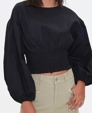 BRAND NEW* Black Smocked Top thumbnail 1