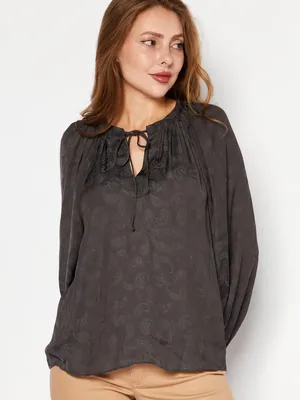 Current Air Anthropologie Floral Balloon Sleeve Blouse Size Large thumbnail 1