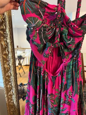 Farm Rio pink leaves maxi dress small thumbnail 4
