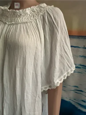 Nouveau Beach Women's White Tassel Hem Peasant Dress Swim Cover Up MD NWT thumbnail 3