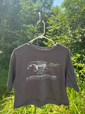Mustang Graphic Tee Cropped Gray Size M thumbnail 2