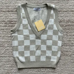 Charlie Holiday Avalon Checkered Sweater Vest Cream NWT Size XS thumbnail 2
