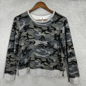 Sundry‎ Sweatshirt 0 Grey Camo Knit Zip Side Streetwear Casual Chic Lounge Top thumbnail 1