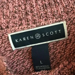 VINTAGE PINK PEARL BUTTON TURTLE NECK KNIT SWEATER Size L thumbnail 3