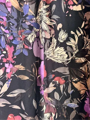 Floral Navy Maxi Skirt with Pink & Purple Blooms thumbnail 3