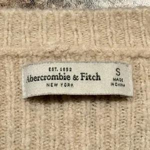 Abercrombie & Fitch Sweater Wool Minimalist Cozy Neutral Ribbed Cream Size Small thumbnail 3