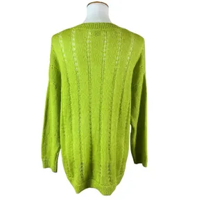 Masai Lime Green‎ Mohair Blend Textured Knit Sweater Lightweight Pullover Medium thumbnail 2