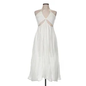 Hello Molly White Soft Breeze Maxi Dress Cut Out Slit Size 8 Boho Vacation thumbnail 4