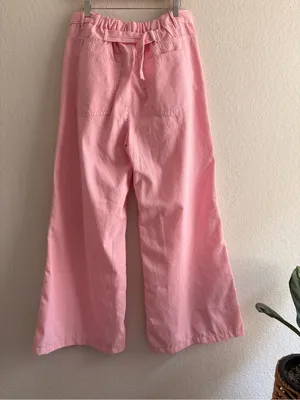 Everyday chic Blossom Pink Striped Wide Leg Lace Patchwork Size M thumbnail 6