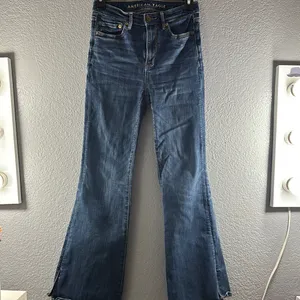 American Eagle Outfitters Super High Waisted Split Hem Flare & Wide Leg Jeans thumbnail 5